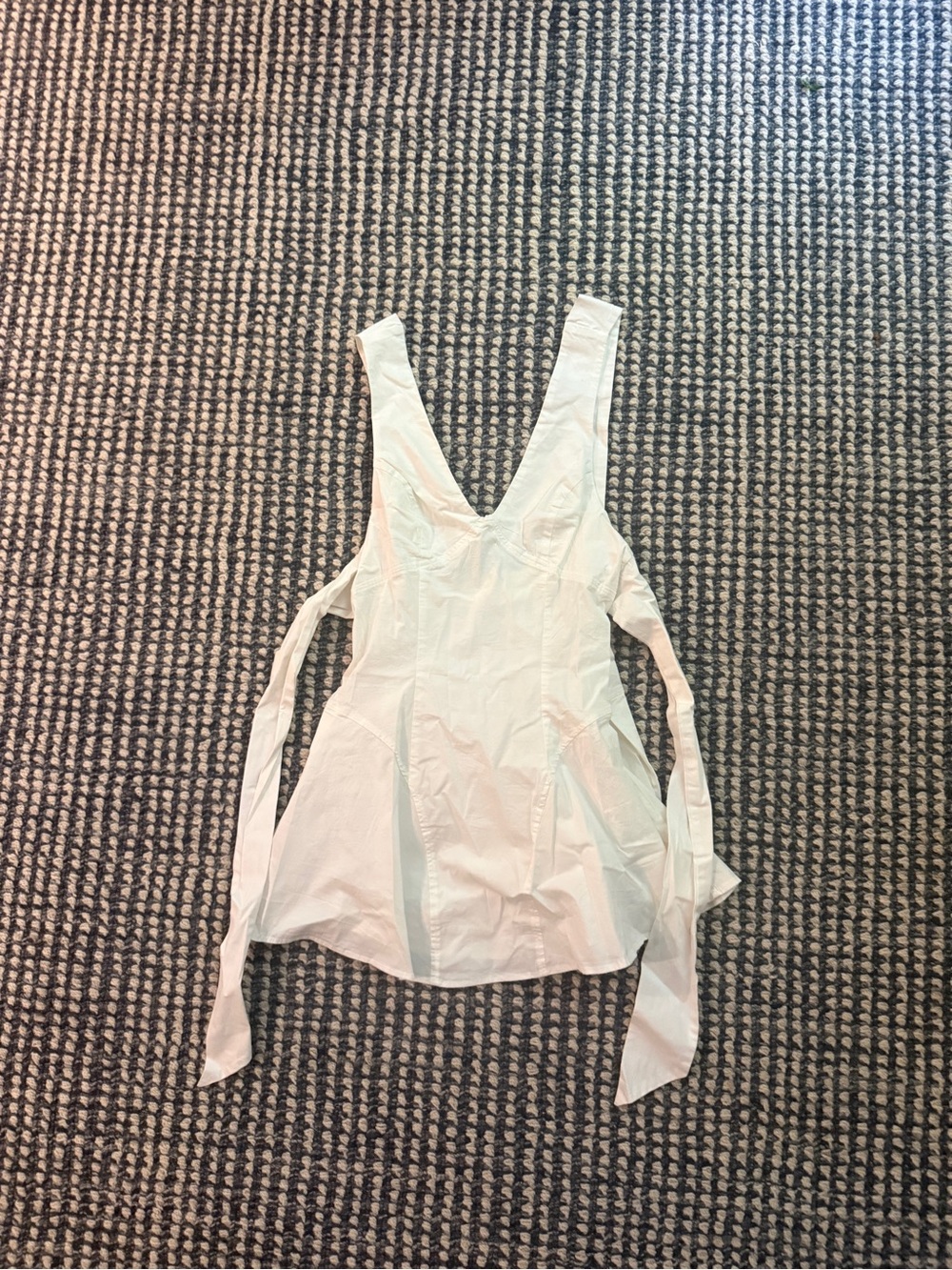 Free People White V-Neck Tie-Back Mini Dress